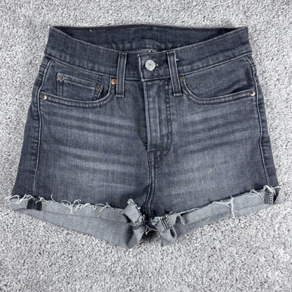 Levi's‎ Womens Denim Shorts Black Gray Frayed Hem Size 25